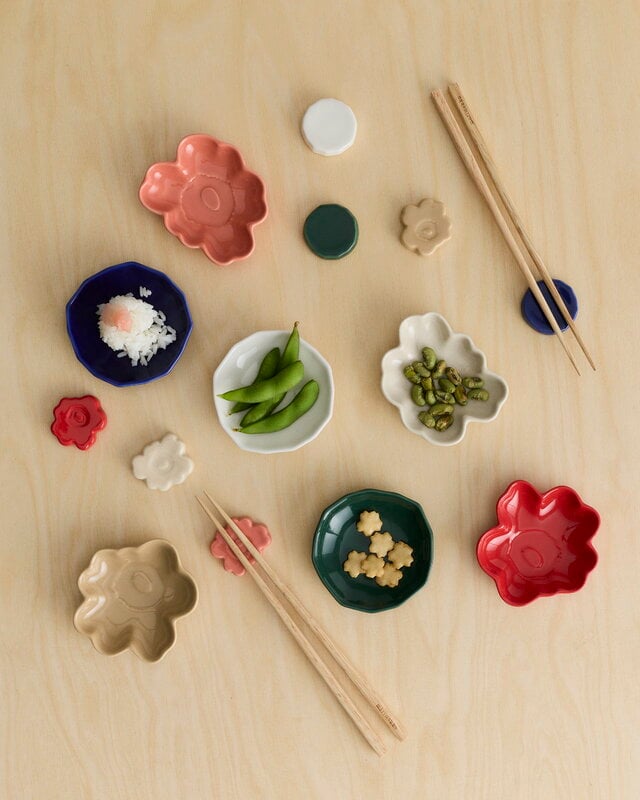 Marimekko Unikko and Kivet chopstick rest, 4 pcs, pink - pear - orange red - d.green, view 2