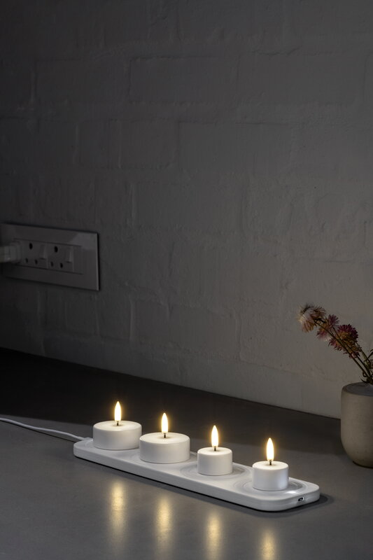 Uyuni Lighting Rechargeable LED tealight candle, 3,9 x 2,3 cm, white plain, 2 pcs, decoration image