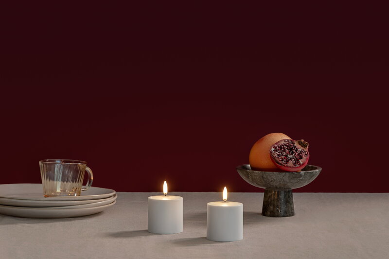 Uyuni Lighting Rechargeable LED pillar candle, 6,8 x 6,8 cm, white plain, decoration image