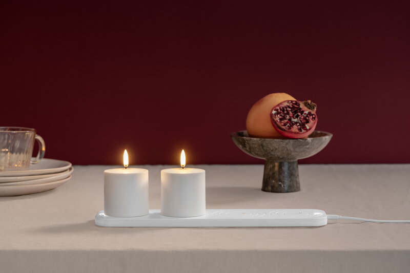 Uyuni Lighting Rechargeable LED pillar candle, 6,8 x 6,8 cm, white plain, decoration image