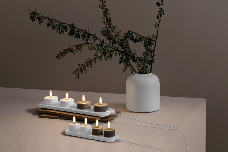 Uyuni Lighting Bougie chauffe-plat LED rechargeable, 3,9 x 2,3 cm, grès uni, 2 pcs, image décorative