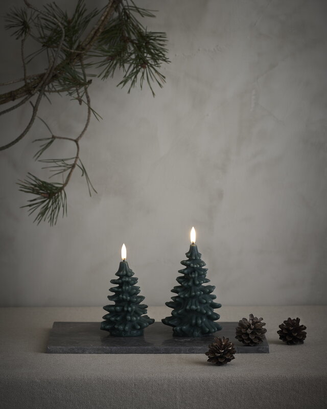 Uyuni Lighting LED Christmas tree candle, 9 x 12 cm, pine green, decoration image
