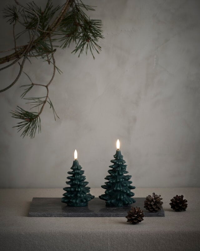 Uyuni Lighting LED Christmas tree candle, 10 x 15 cm, pine green, decoration image