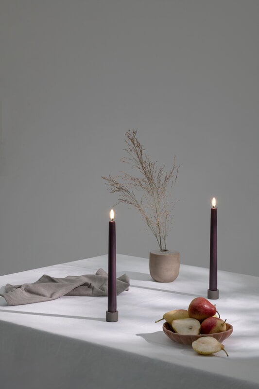 Uyuni Lighting Bougeoir Light pour bougies LED coniques standard, 2 pcs, grès, image décorative