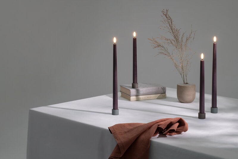 Uyuni Lighting Bougeoir Light pour bougies LED coniques standard, 2 pcs, grès, image décorative