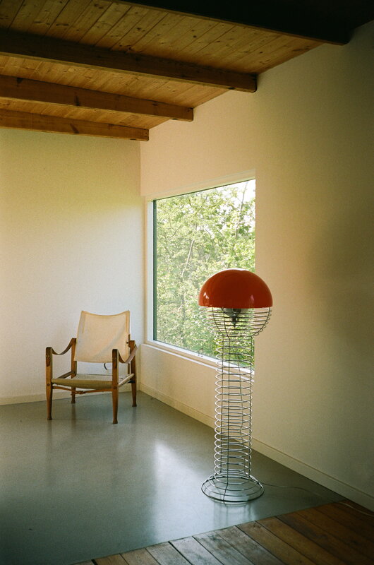 Verpan Wire floor lamp, chrome - orange, decoration image
