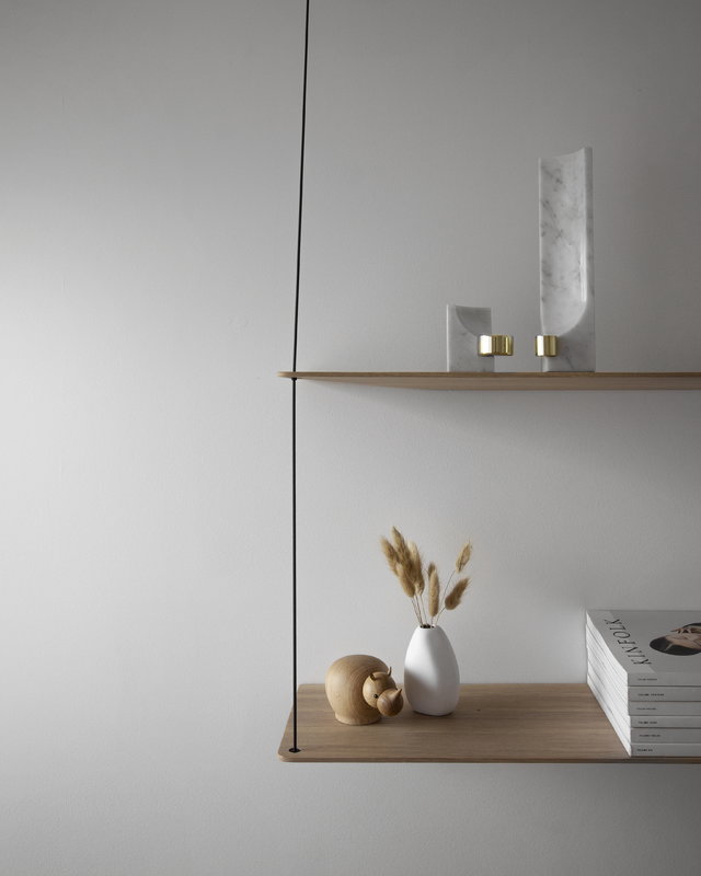 Woud Stedge 2.0 add-on shelf 60 cm, white pigmented lacquered oak 