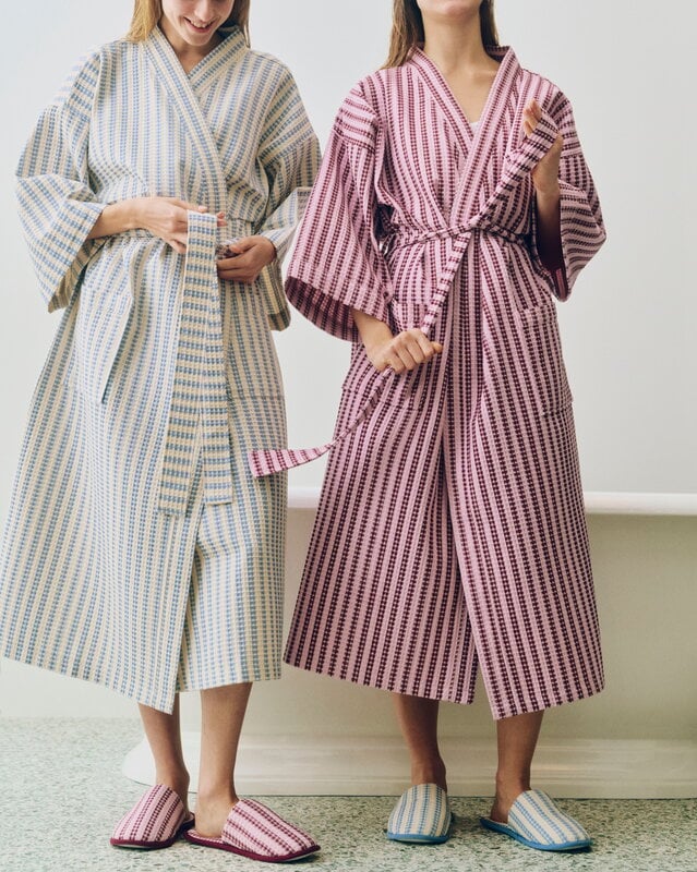 HAY Waffle bathrobe, one size, stripe cool pink, view 4