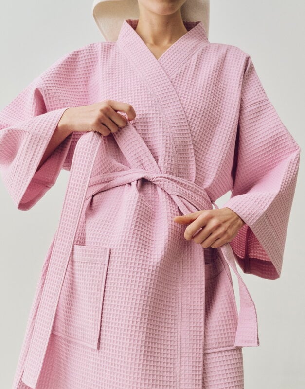 HAY Waffle bathrobe, one size, cool pink, view 2