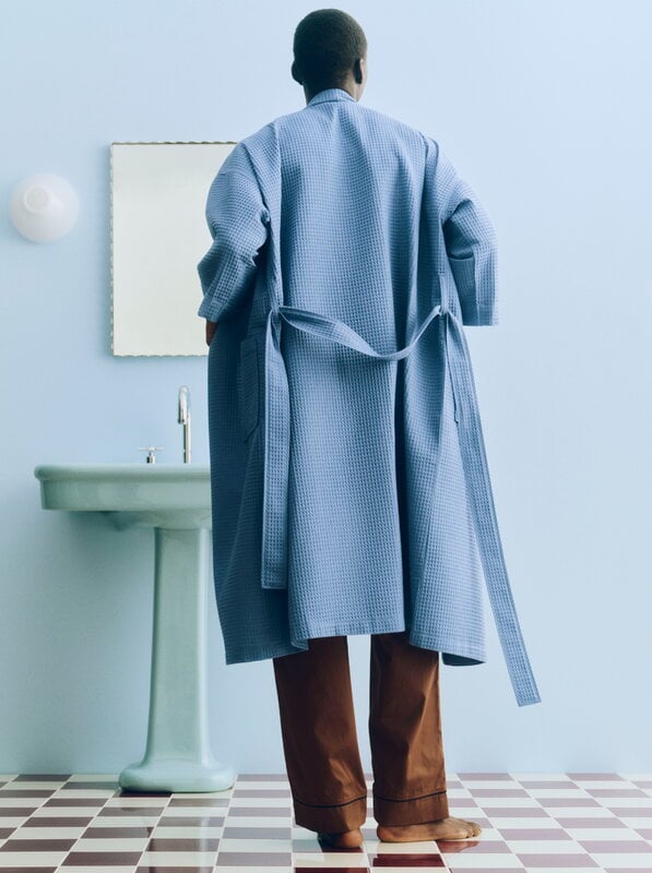 HAY Waffle bathrobe, one size, dusty blue, view 6