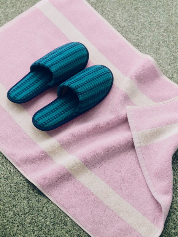 HAY Waffle slippers, one size, stripe petrol blue, view 2