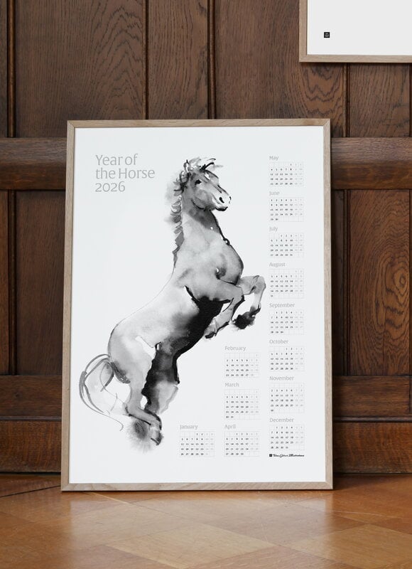 Teemu Järvi Illustrations Affiche Année du Cheval 2026, 50 x 70 cm, image décorative