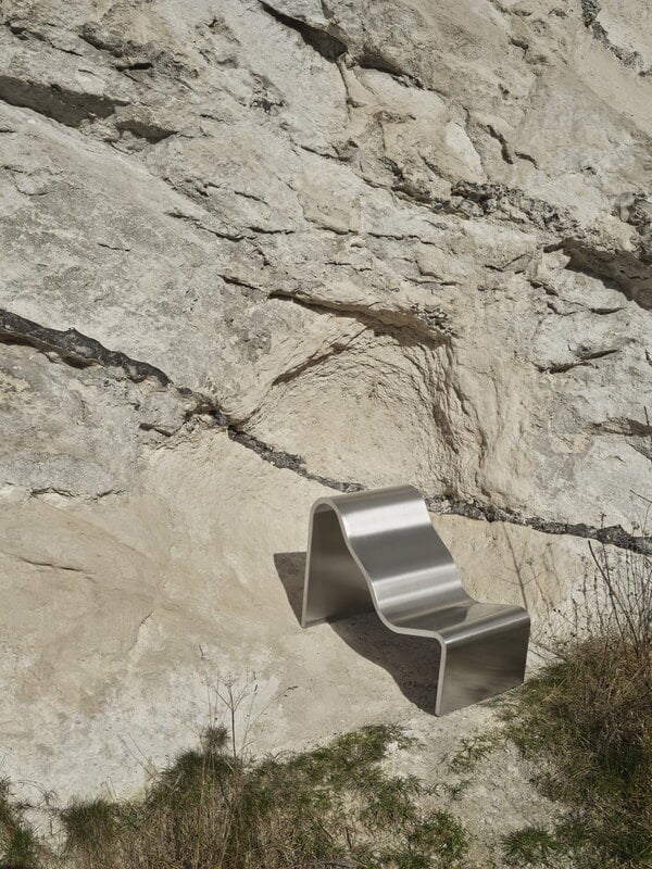 Muuto Dream view bench, 60 cm, brushed steel, decoration image