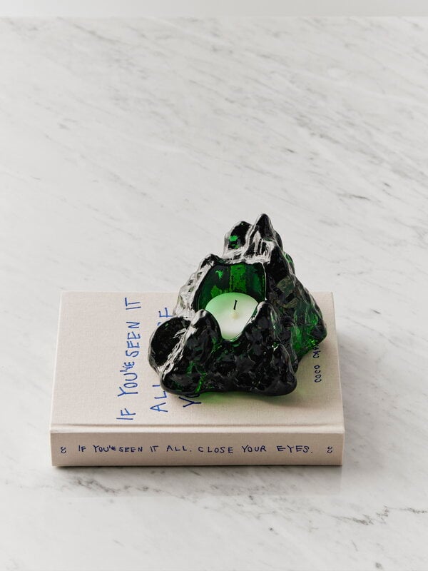 Kosta Boda The Rock votive, 91 mm, emerald green, decoration image