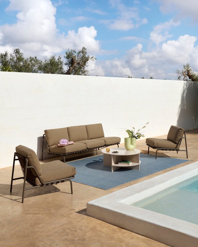 Muuto Settle Outdoor sofa, w/o armrests, 3-seater, Ribbed Weave 5 - taupe, decoration image