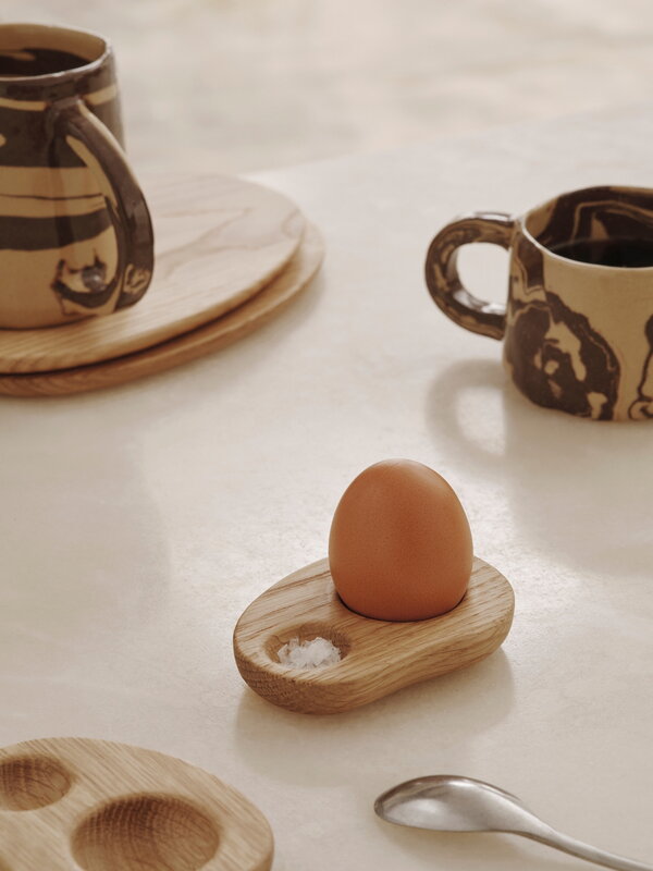 Ferm Living Cairn egg holder, set of 2, oak, view 2