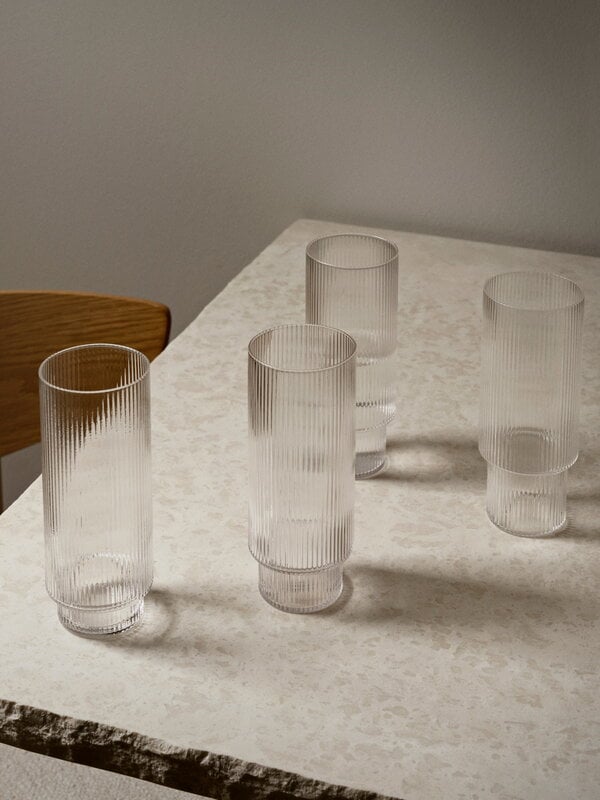 Ferm Living Ripple korkeat lasit, 4 kpl, mattalasi, näkymä 2
