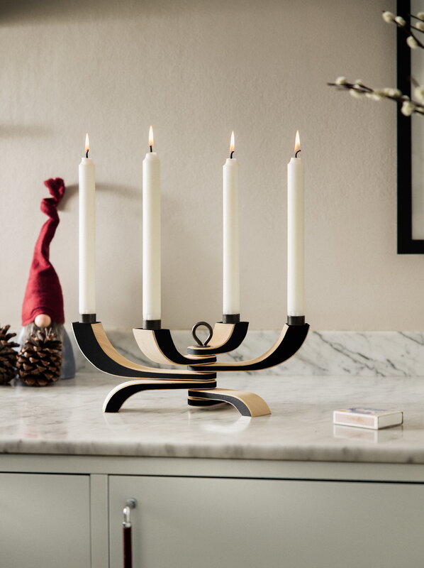 Design House Stockholm Nordic Light candlestick, 4-arms, black, decoration image