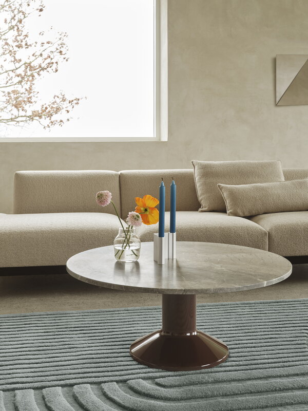 Muuto Midst coffee table, grey marble - dark red, decoration image