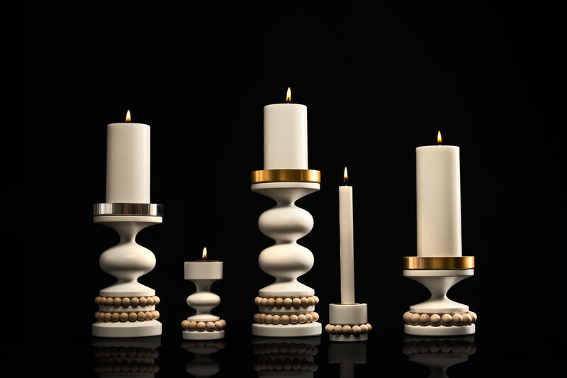 Aarikka Ruustinna candelabro, madera lacada - oro, imagen de decoración