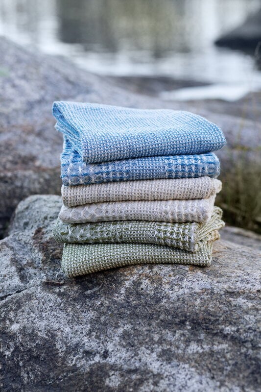 Lapuan Kankurit Serviette à main Kuohu, blanc - olive, image décorative