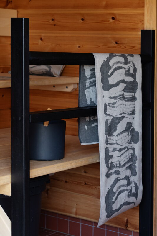 Lapuan Kankurit Coussin de sauna Savu, lin - graphite, image décorative