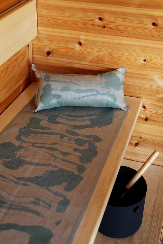 Lapuan Kankurit Coussin de sauna Savu, lin - vert, image décorative