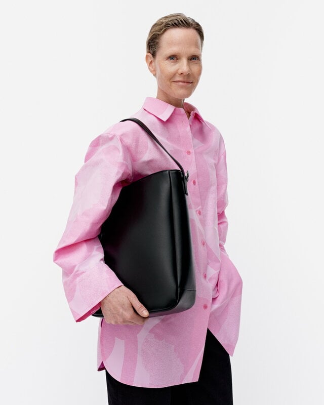 Marimekko Gratha Tote shoulder bag, black leather, view 2
