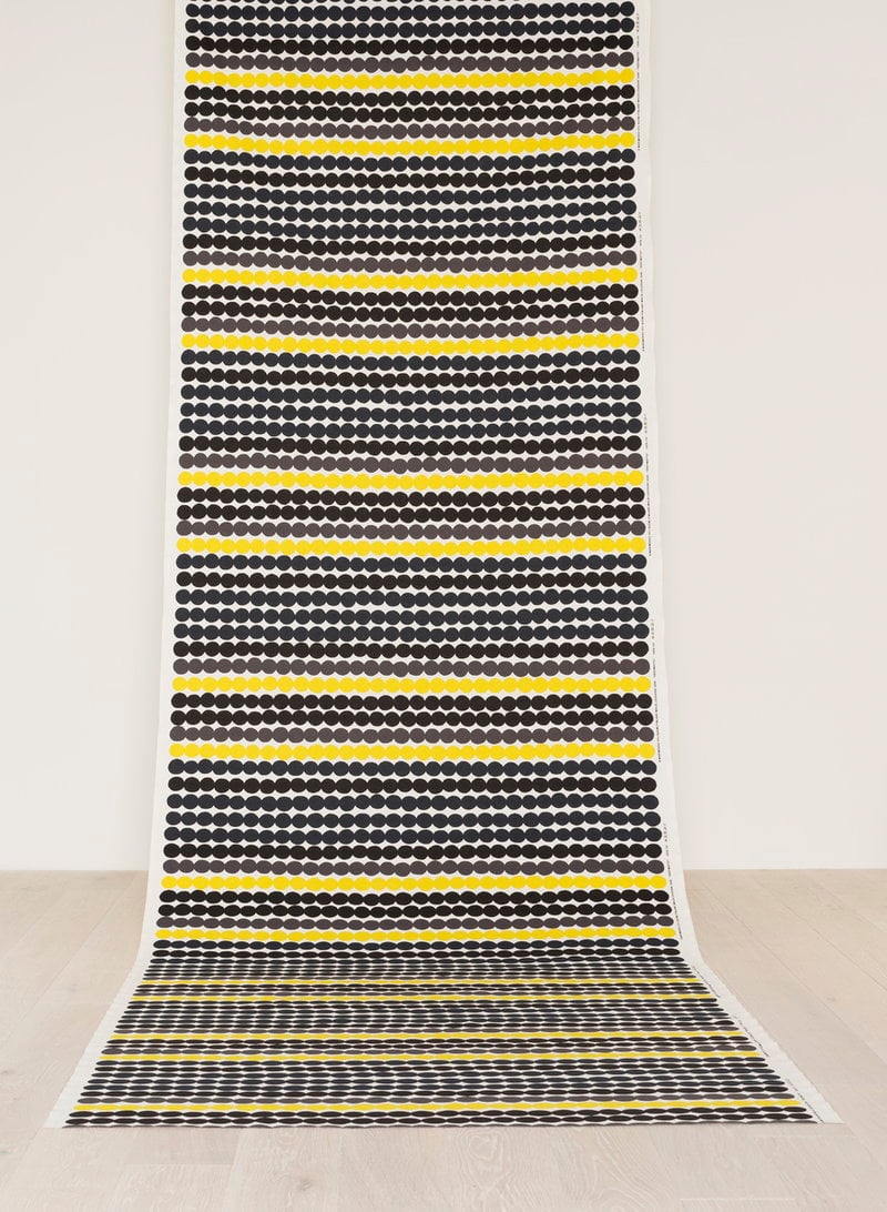 Marimekko Rasymatto Fabric Black Yellow Finnish Design Shop