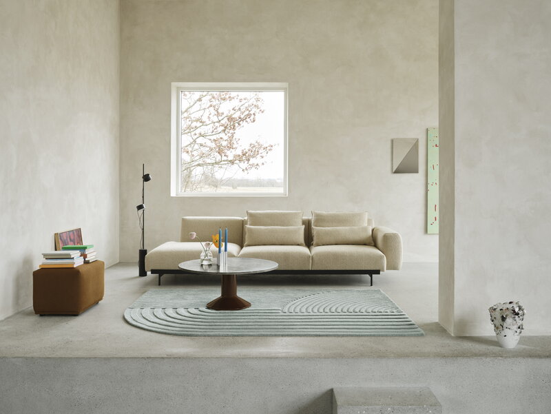 Muuto Midst coffee table, grey marble - dark red, decoration image