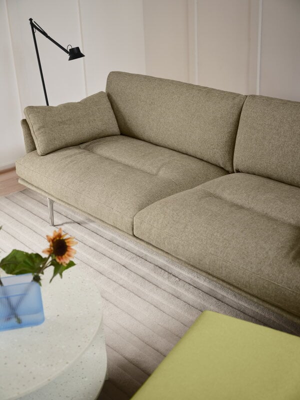 Muuto Outline Soft sofá, 3 plazas, aluminio pulido - Clay 15 marrón, imagen de decoración
