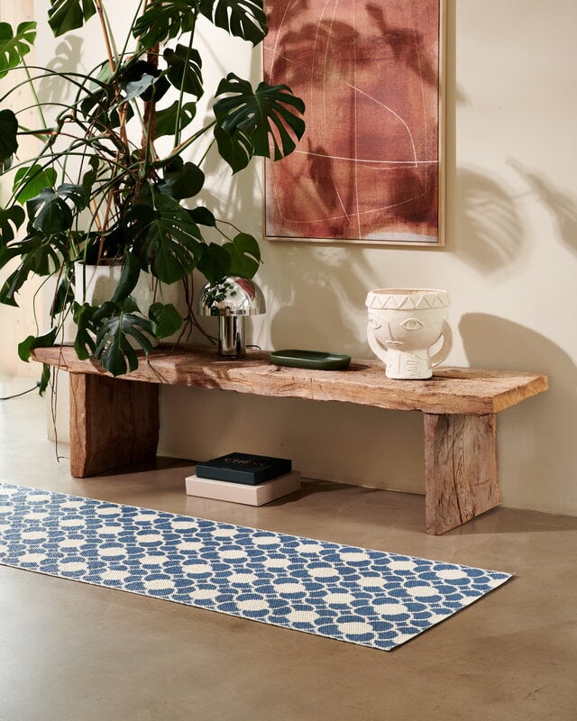 Pappelina Anya runner rug, river blue - vanilla, decoration image