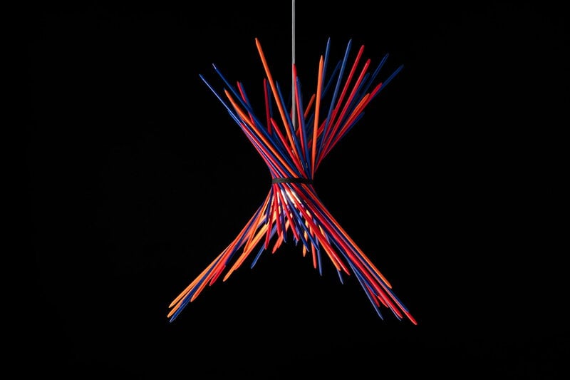 Ingo Maurer Pic-a-stic pendant, blue - orange - red, decoration image