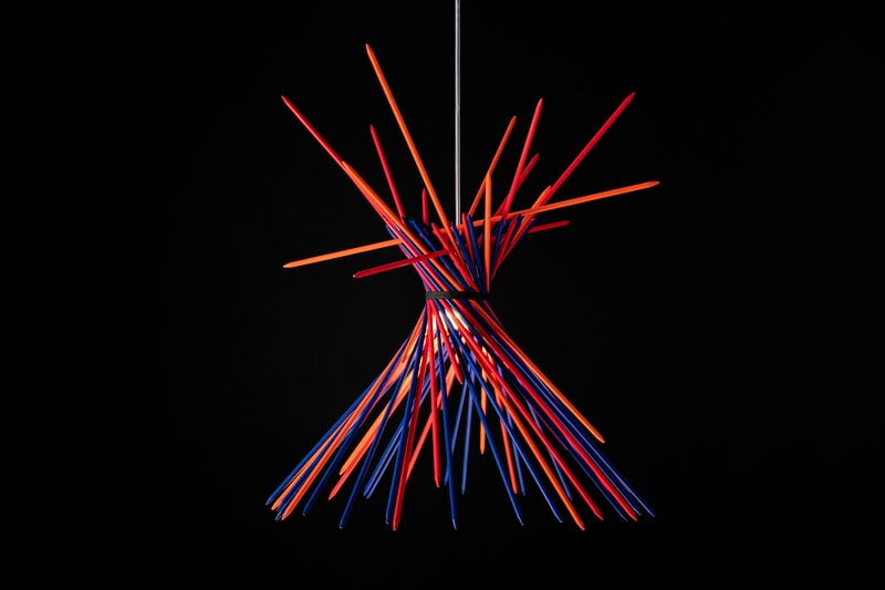 Ingo Maurer Pic-a-stic pendant, blue - orange - red, decoration image