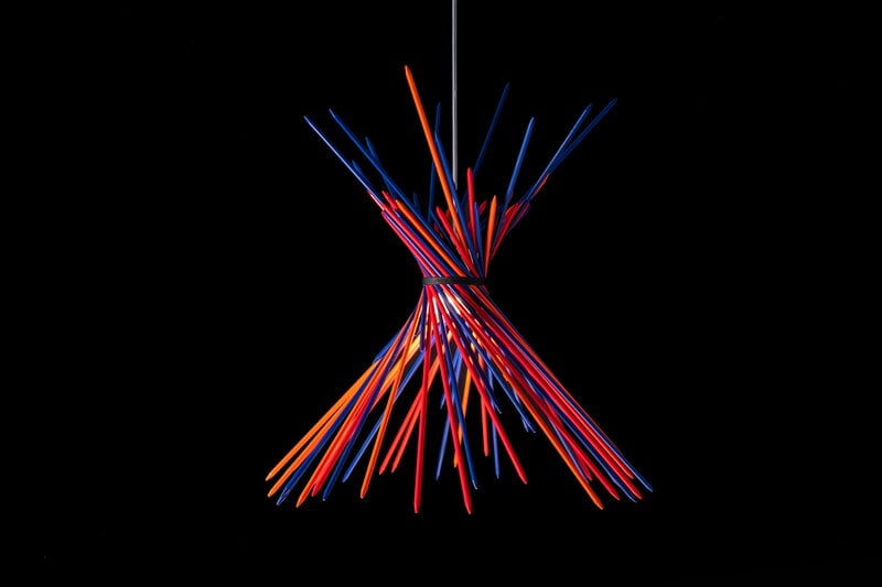 Ingo Maurer Pic-a-stic pendant, blue - orange - red, decoration image