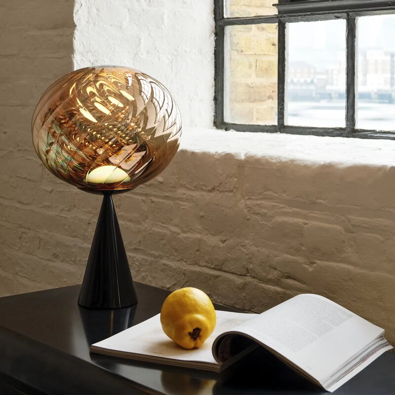 Tom Dixon Whirl Cone Fat table lamp, gold - black, decoration image