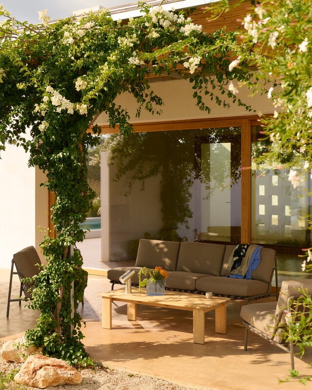 Muuto Settle Outdoor sofa, w/o armrests, 3-seater, Ribbed Weave 5 - taupe, decoration image