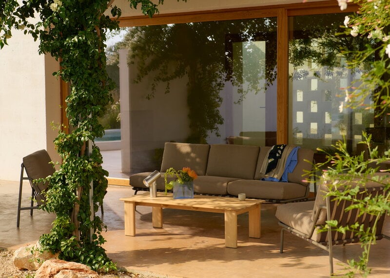 Muuto Settle Outdoor sofa, w/o armrests, 3-seater, Ribbed Weave 5 - taupe, decoration image