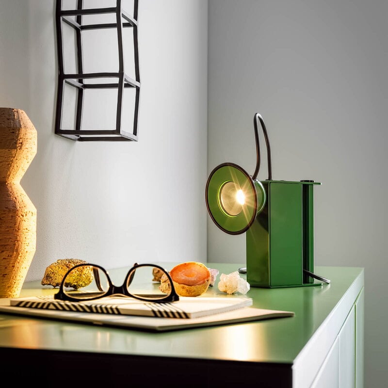 Stilnovo Minibox table lamp, polished green, decoration image