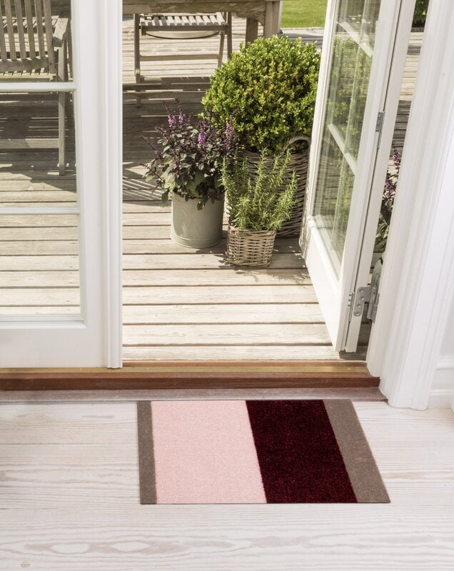 Tica Copenhagen Stripes horizontal rug, 40 x 60 cm, sand - bordeaux - rose, decoration image