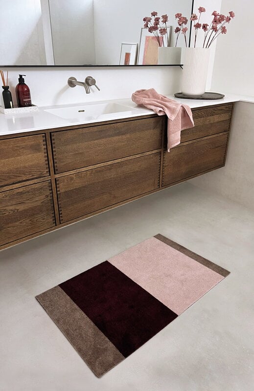 Tica Copenhagen Tapis Stripes horizontal, 60 x 90 cm, sable - bordeaux - rose, image décorative