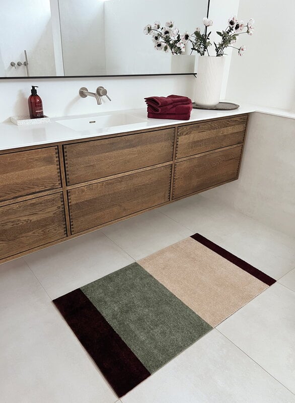 Tica Copenhagen Stripes horizontal rug, 67 x 120 cm, bordeaux - green - ivory, decoration image