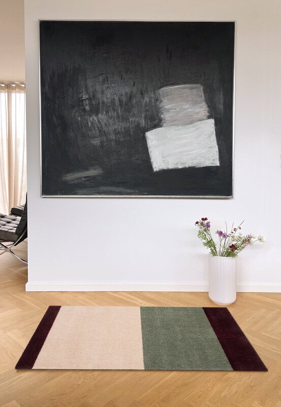 Tica Copenhagen Stripes horizontal rug, 67 x 120 cm, bordeaux - green - ivory, decoration image