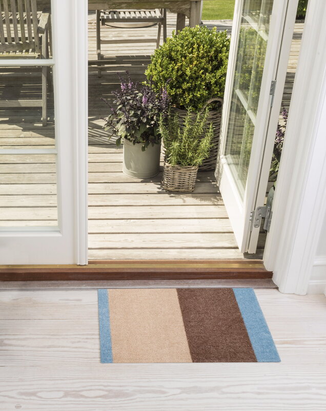 Tica Copenhagen Stripes horizontal rug, 40 x 60 cm, blue - sand - ivory, decoration image