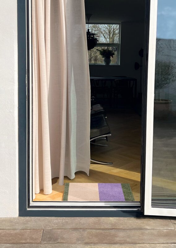 Tica Copenhagen Stripes horizontal rug, 40 x 60 cm, green - lilac - ivory, decoration image