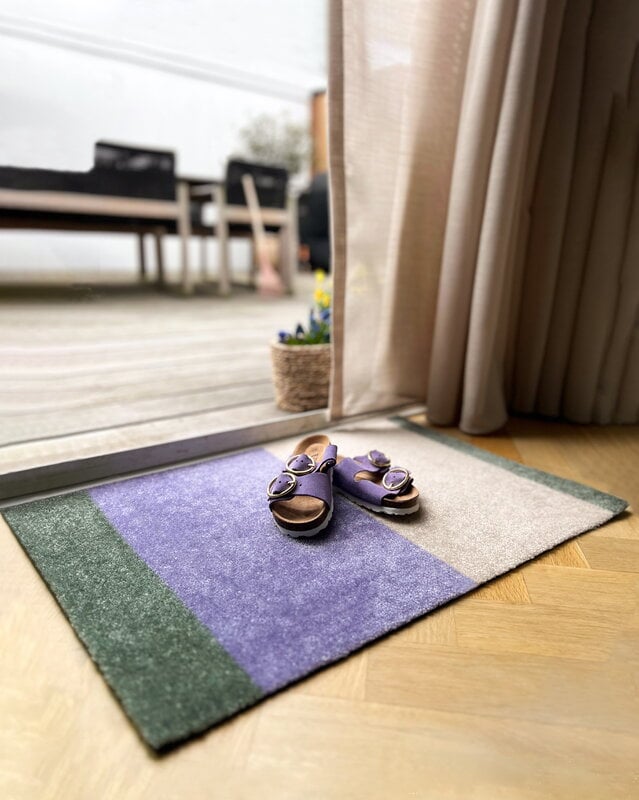 Tica Copenhagen Stripes horizontal rug, 60 x 90 cm, green - lilac - ivory, decoration image