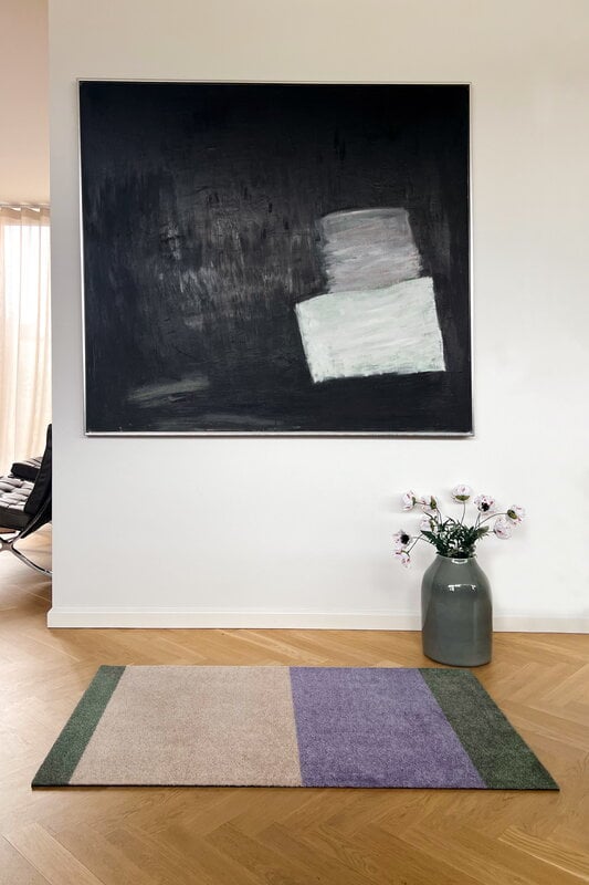 Tica Copenhagen Stripes horizontal rug, 67 x 120 cm, green - lilac - ivory, decoration image