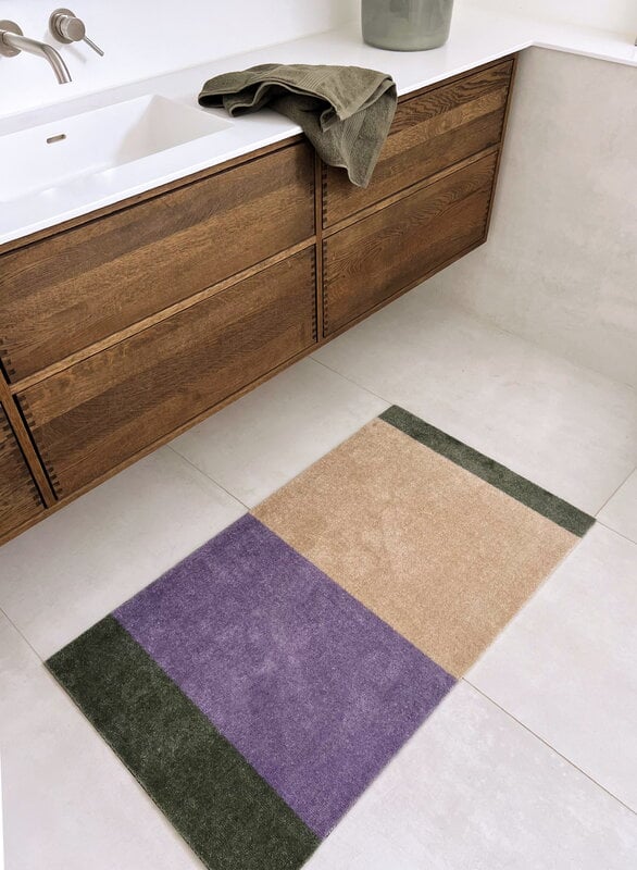 Tica Copenhagen Stripes horizontal rug, 67 x 120 cm, green - lilac - ivory, decoration image