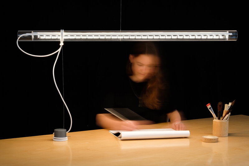 Ingo Maurer Tubular Balance table lamp, white - white cable, decoration image