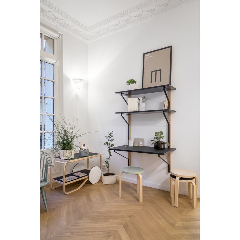 Artek Kaari Wall Shelf With Desk Reb 010 Black Oak Finnish